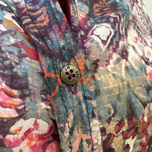 JOHNNY WAS 3J WORKSHOP Floral Print Velvet Button Down Tunic Top Multi - Picture 3 of 10